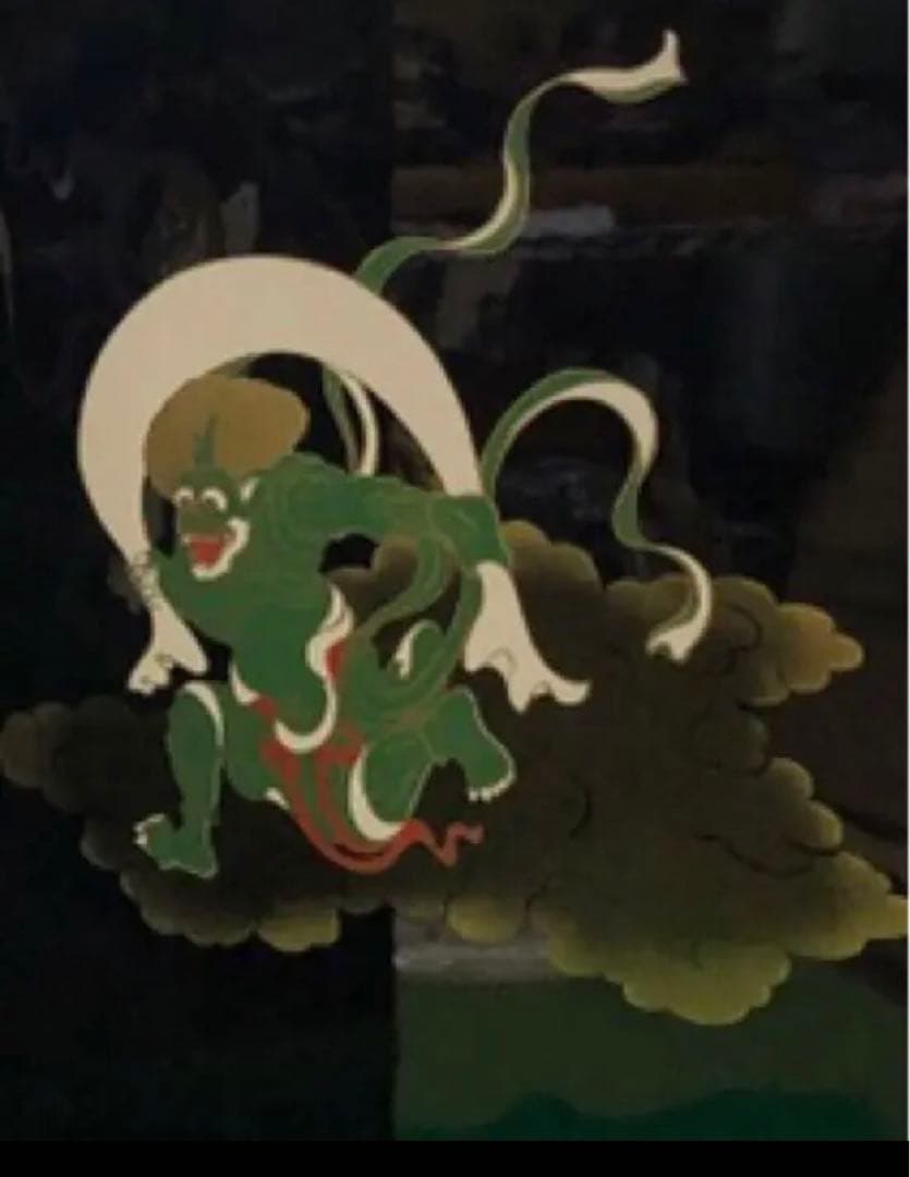 japanese screen俵屋宗達作　風神雷神絵　紀州塗り