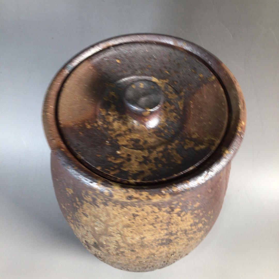 Ｎ３９２　水指　『備前焼』『落雁窯　幸崎達彦造』　共箱　茶道具