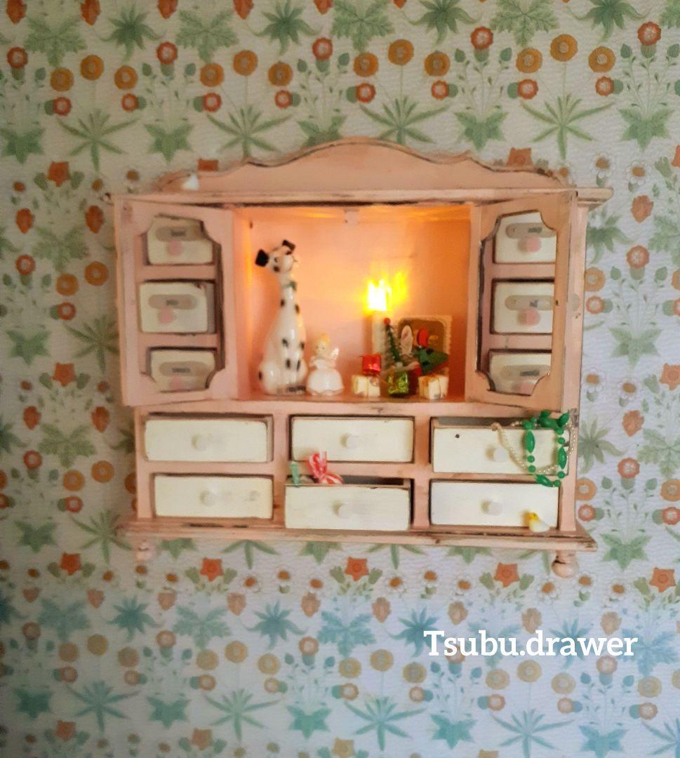 アンティーク・ヴィンテージ調　シャビー　ドロワー　ウォールシェルフ