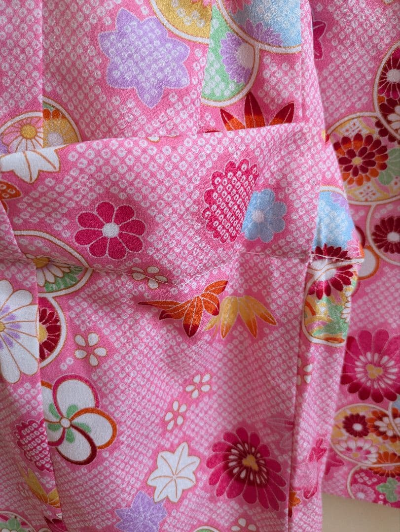 美品　花うさぎ　３歳　七五三 　女の子　ピンク 　花柄 被布　着物セット
