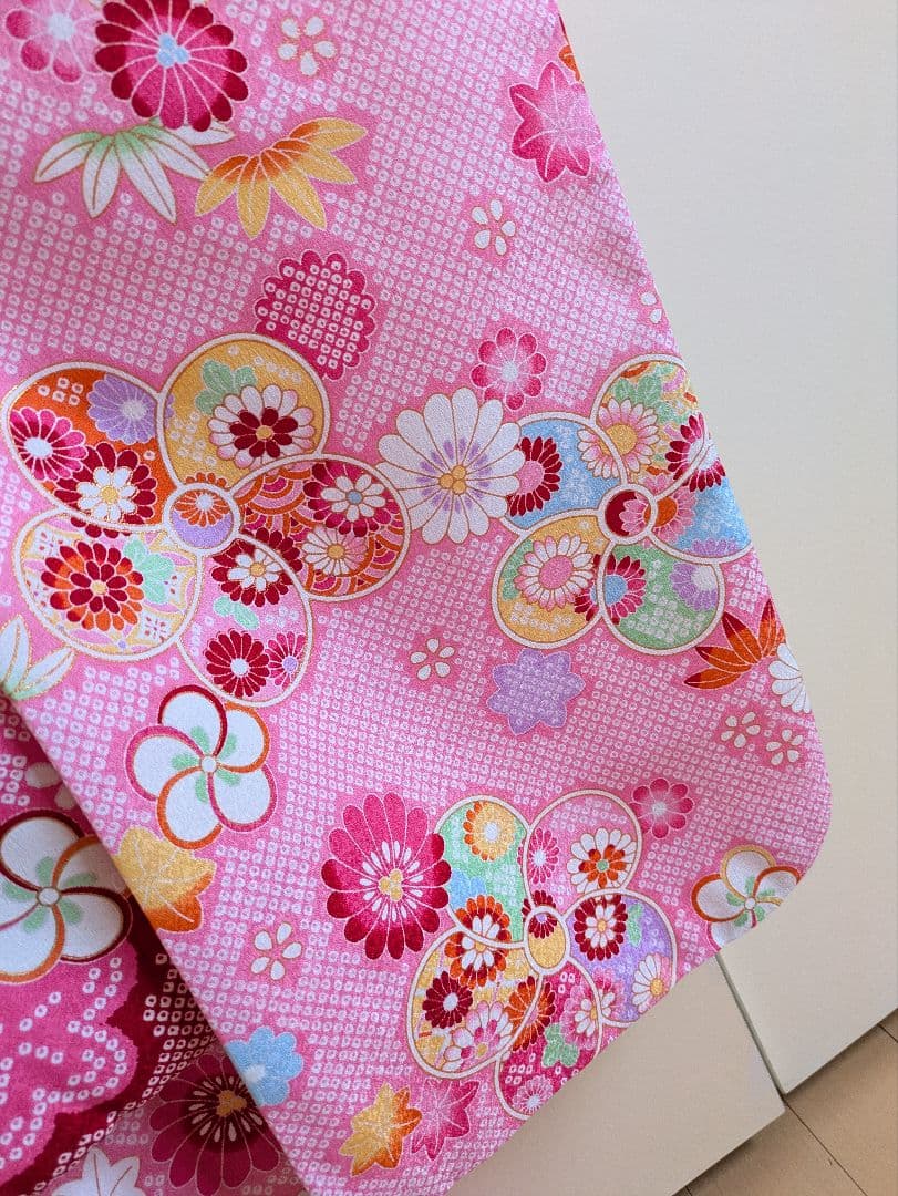 美品　花うさぎ　３歳　七五三 　女の子　ピンク 　花柄 被布　着物セット