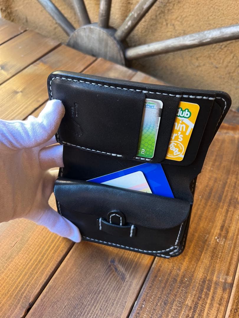 《総手縫い》(受注製作)『使い方のある』サドルザーミドルウォレット(ブラック)