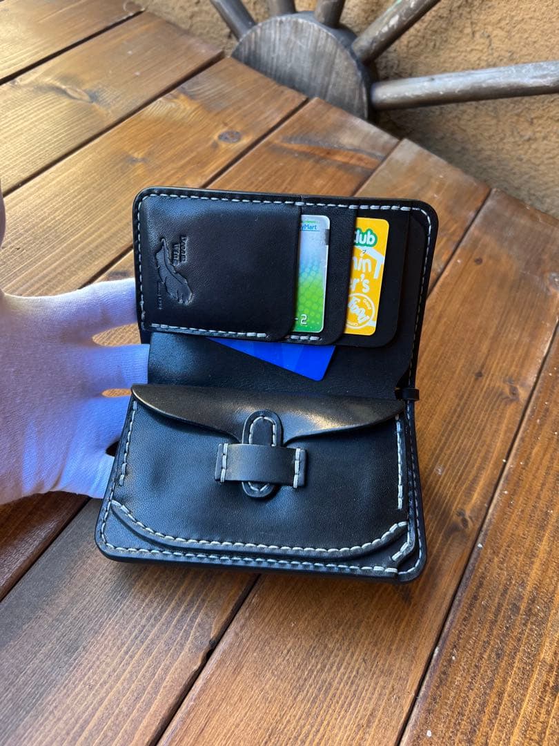 《総手縫い》(受注製作)『使い方のある』サドルザーミドルウォレット(ブラック)