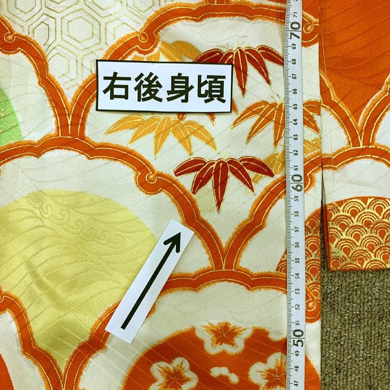 501ag91□七五三 七歳 女児 着物&袋帯 総柄 モダン 古典柄□状態良好