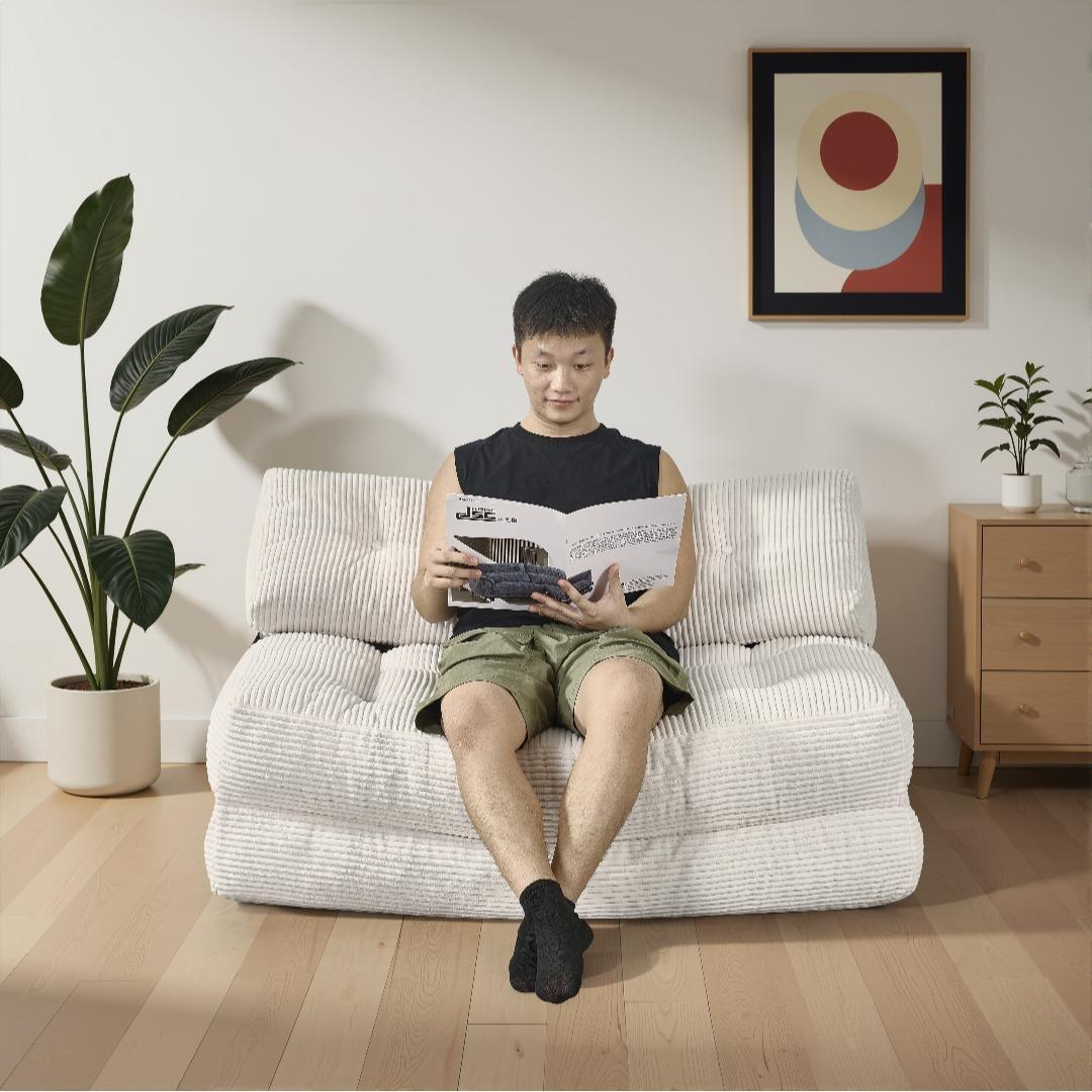 幅132cm折りたたみ ソファベッド 枕付きマットレス シュレッドフォーム多機能