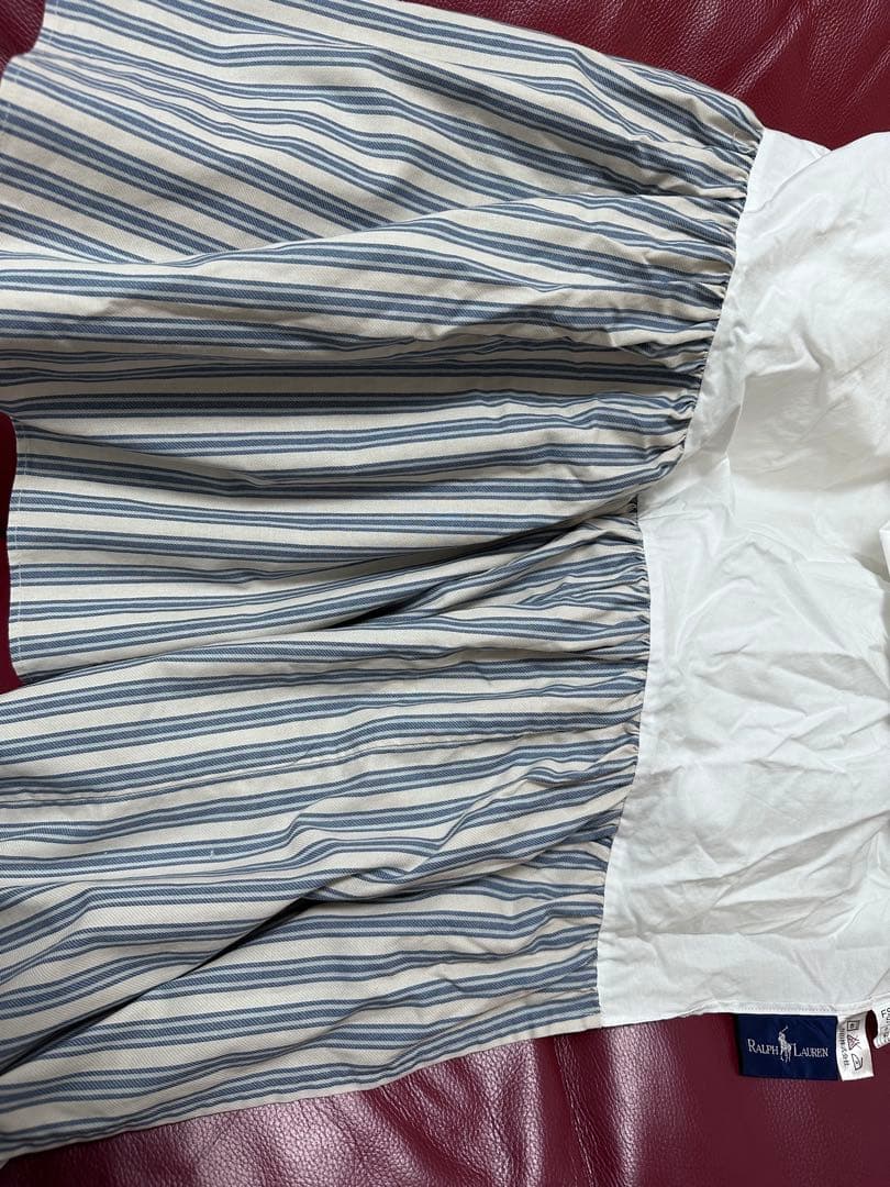 ☆激レア　ラルフローレン　ベッドスカート　セミダブル　青ストライプ　シーツ☆