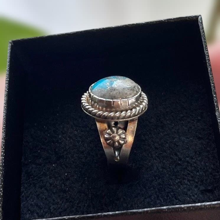 天然ナチュラル ケルマーン(ペルシャ) ターコイズ シルバーリング sv950