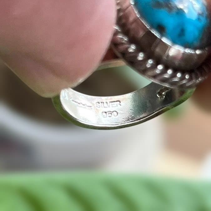 天然ナチュラル ケルマーン(ペルシャ) ターコイズ シルバーリング sv950