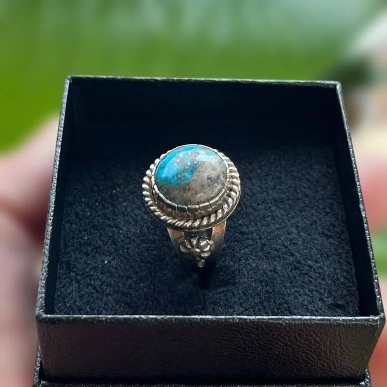 天然ナチュラル ケルマーン(ペルシャ) ターコイズ シルバーリング sv950