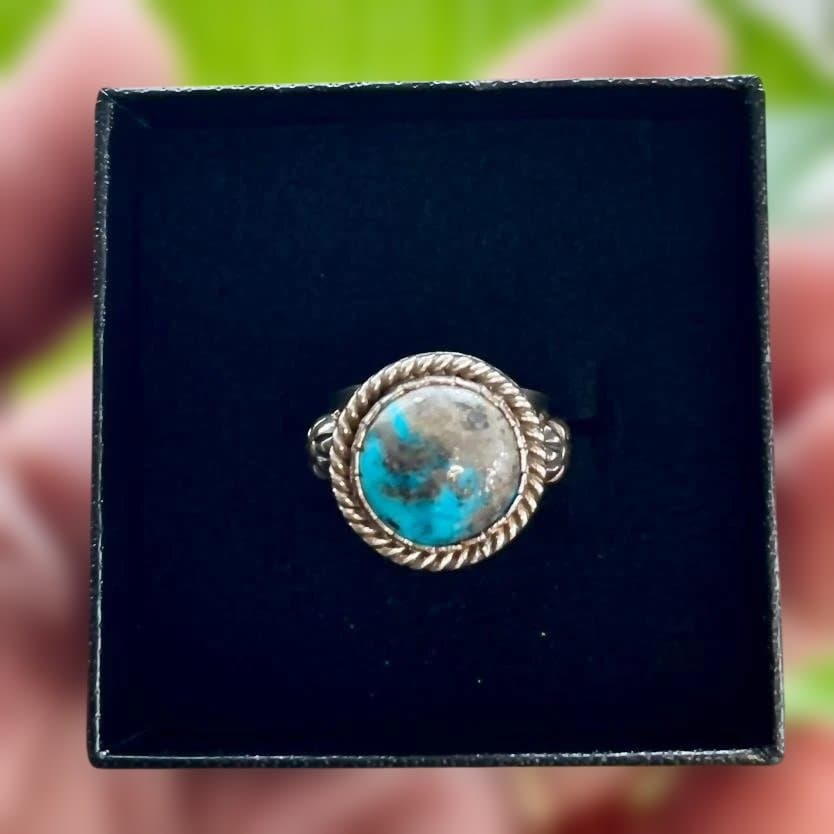 天然ナチュラル ケルマーン(ペルシャ) ターコイズ シルバーリング sv950