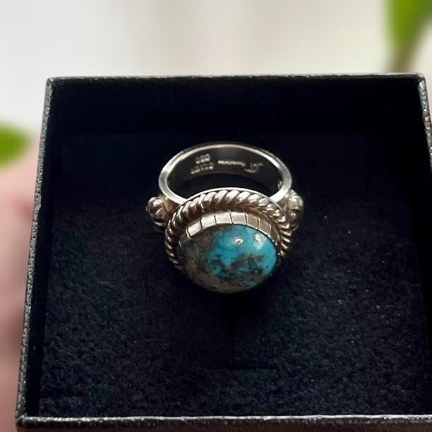 天然ナチュラル ケルマーン(ペルシャ) ターコイズ シルバーリング sv950