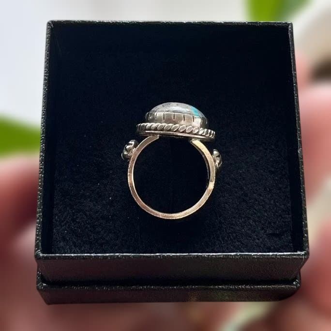 天然ナチュラル ケルマーン(ペルシャ) ターコイズ シルバーリング sv950