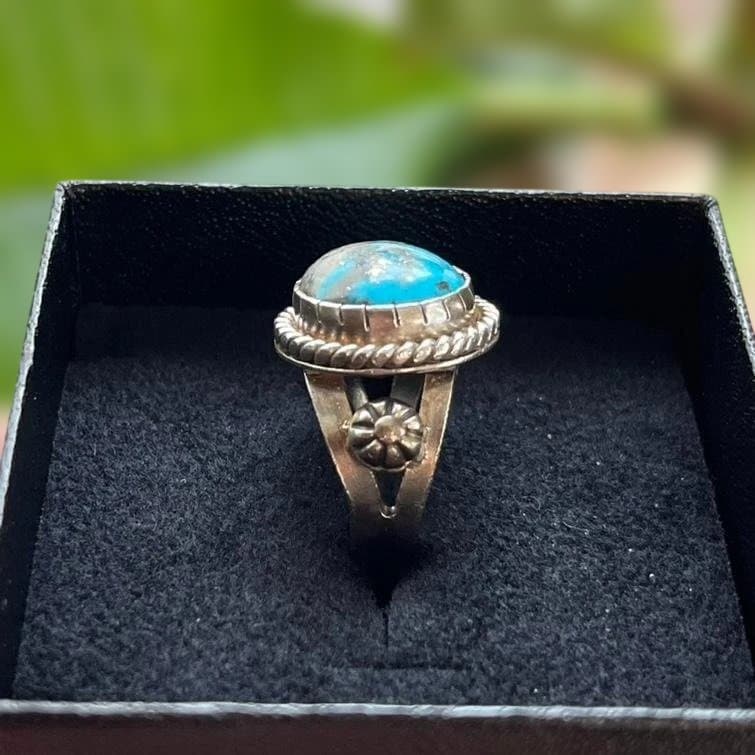 天然ナチュラル ケルマーン(ペルシャ) ターコイズ シルバーリング sv950