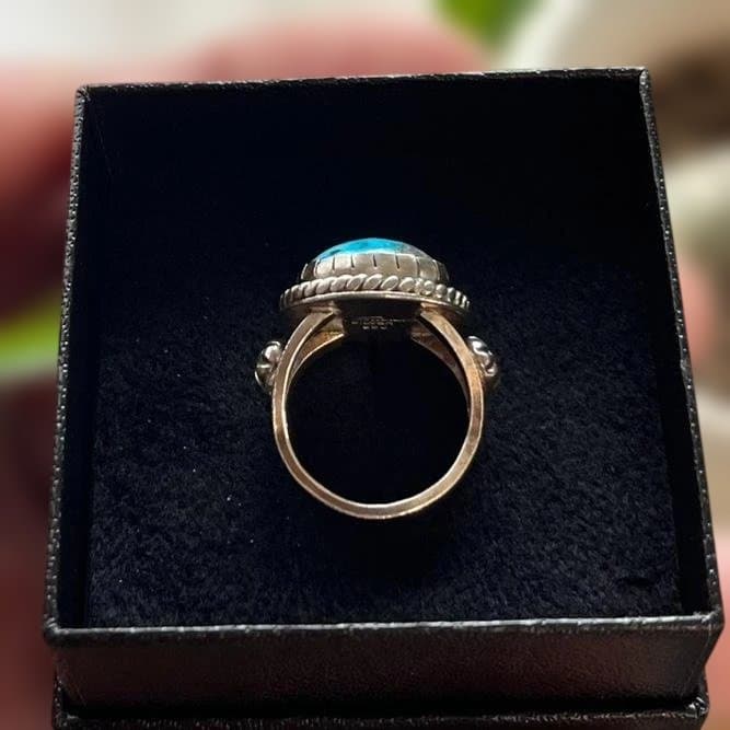 天然ナチュラル ケルマーン(ペルシャ) ターコイズ シルバーリング sv950