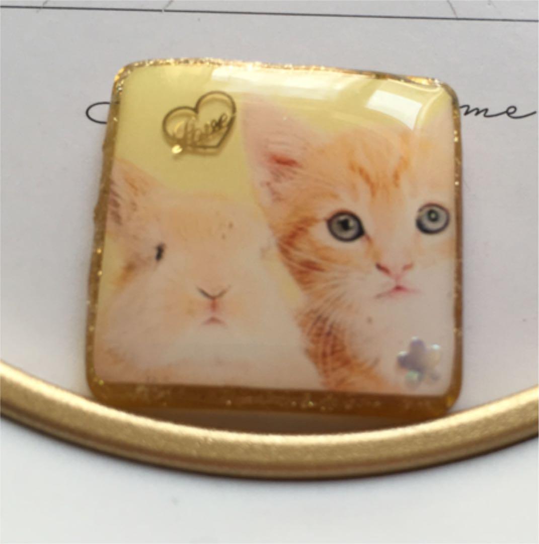 レジンヘアゴム♡はいチーズ♪ウサちゃんと茶トラくん・再販不可