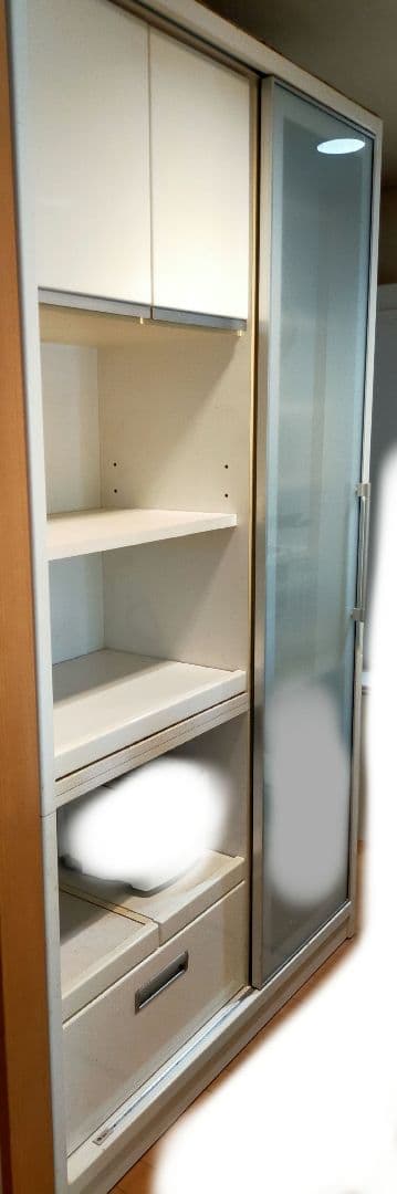 モリタインテリア 120cm幅 高さ205cmダイニングボード 食器棚 ホワイト