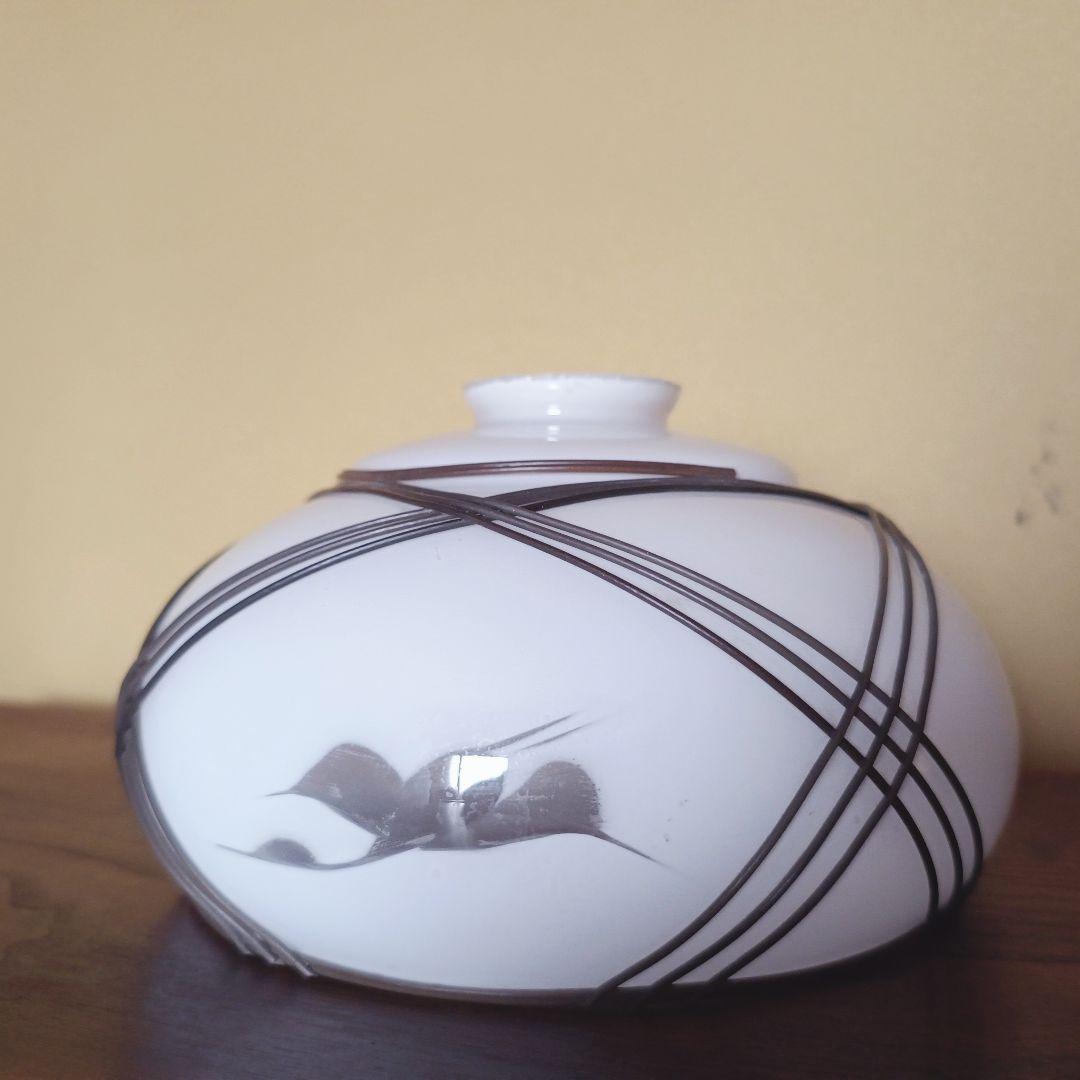 【白】 切子 電笠 ガラス 花模様 被せ 照明 大正 ライト 乳白 シェード