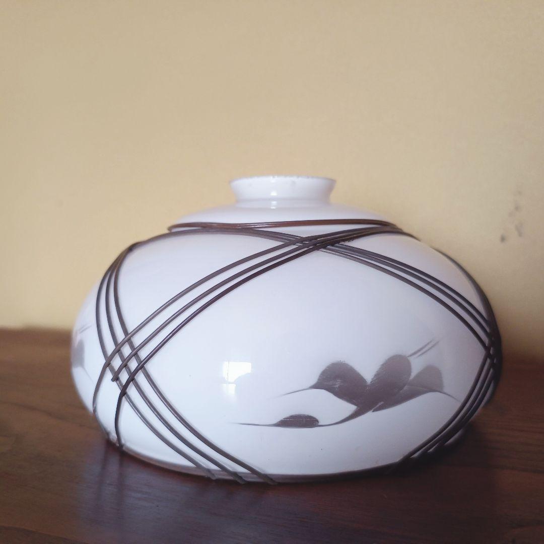 【白】 切子 電笠 ガラス 花模様 被せ 照明 大正 ライト 乳白 シェード