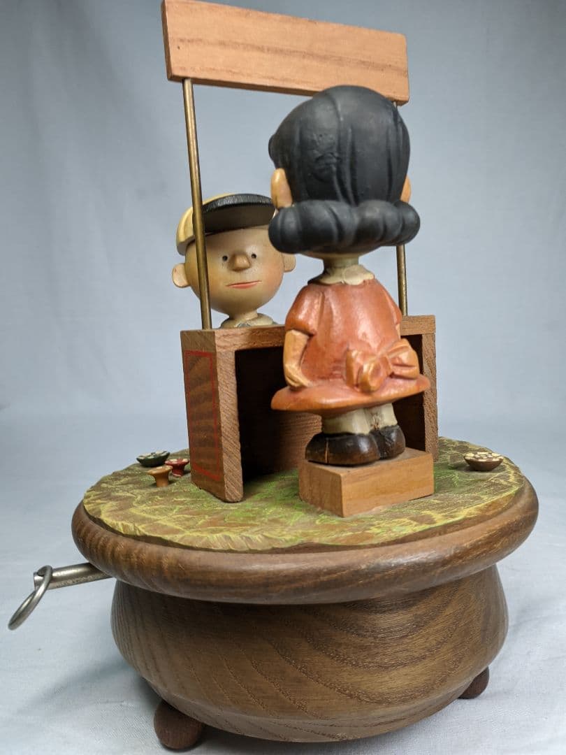 アンリ社製 ANRI チャーリー＆ルーシー オルゴール 木彫り人形 ビンテージ