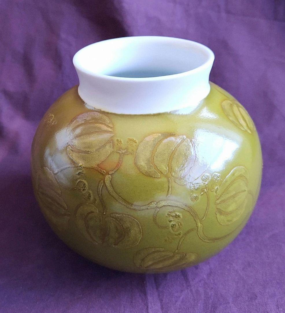 色絵銀彩山帰来文壺 (豊福 誠) 未使用 新品同様