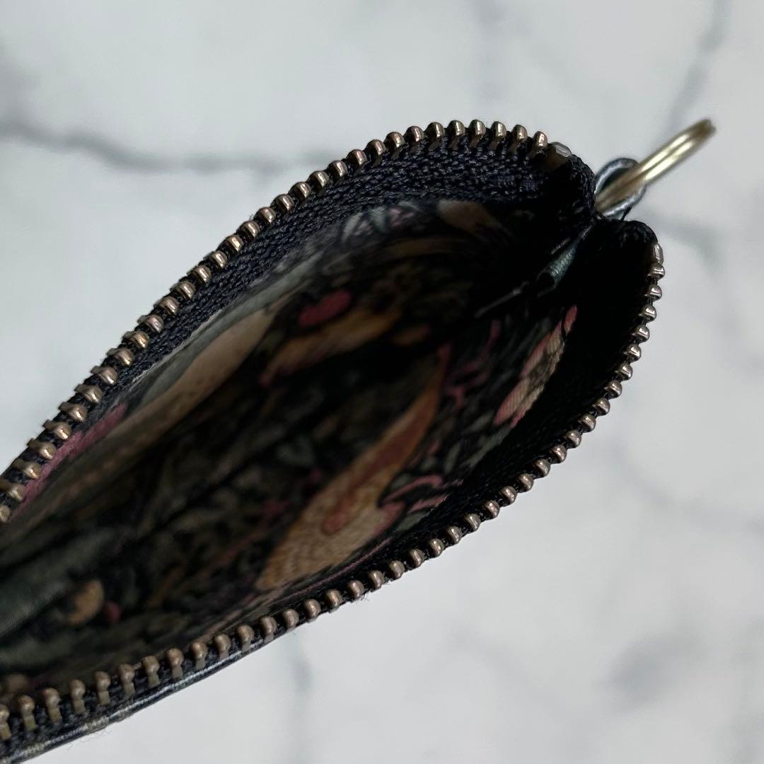 ウィリアムモリス いちご泥棒 ブラック カラビナポーチ キーホルダー