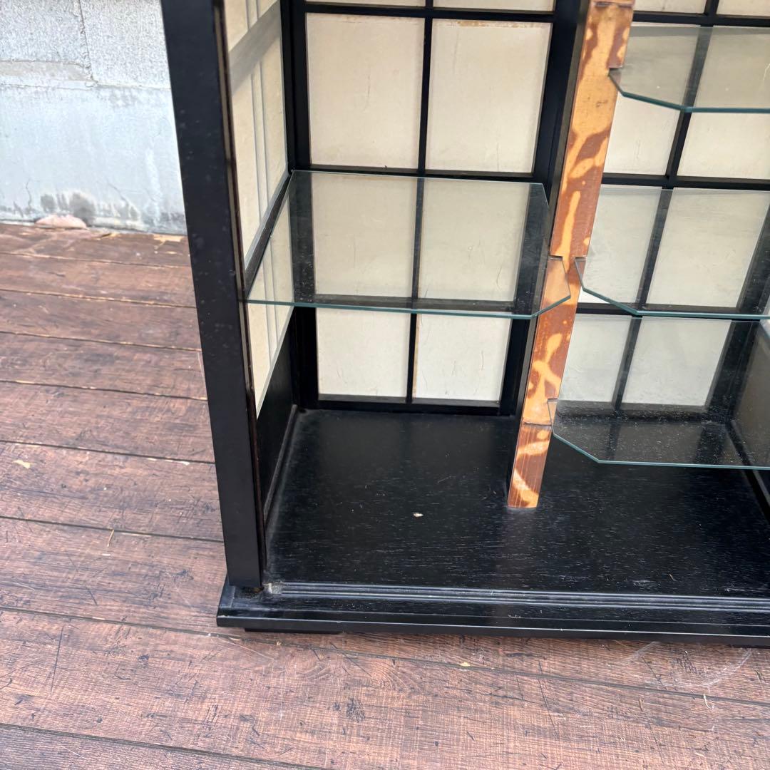 C壁 昭和レトロ 木製 茶箪笥 茶棚 ガラス戸 飾り棚 サイドボード 古家具