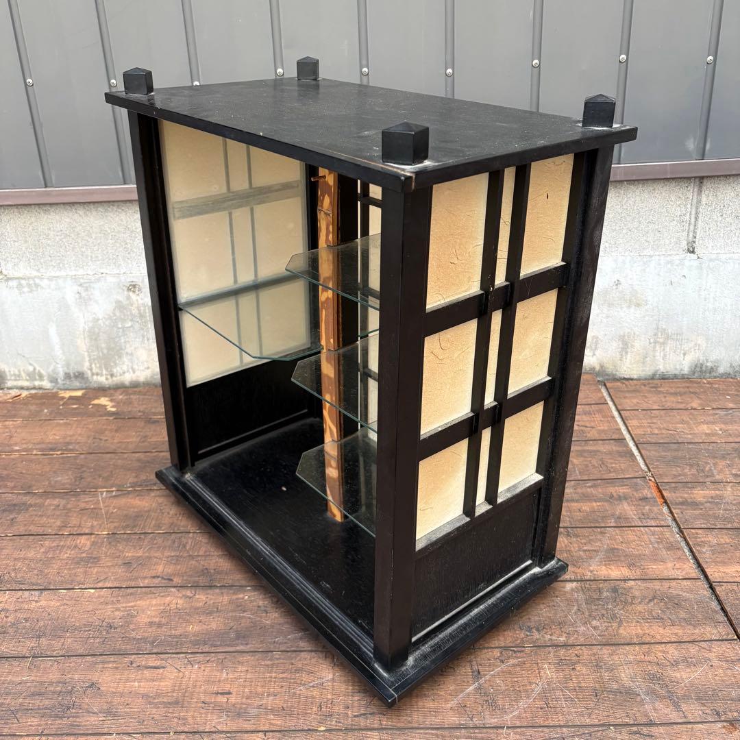 C壁 昭和レトロ 木製 茶箪笥 茶棚 ガラス戸 飾り棚 サイドボード 古家具