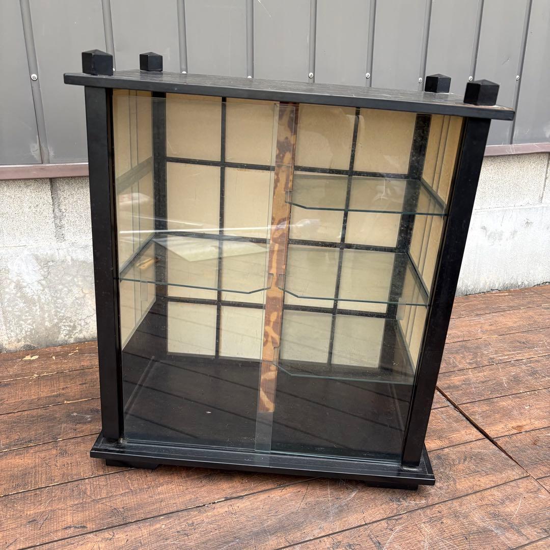 C壁 昭和レトロ 木製 茶箪笥 茶棚 ガラス戸 飾り棚 サイドボード 古家具