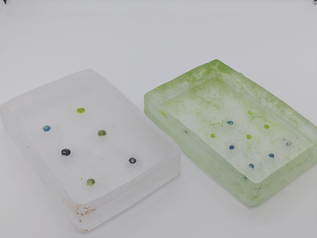 ガラス作家：能登朝奈　パート・ド・ヴェール　四角皿　2個セット