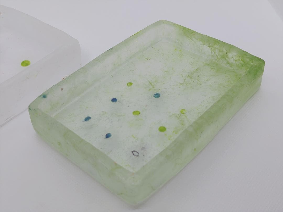 ガラス作家：能登朝奈　パート・ド・ヴェール　四角皿　2個セット