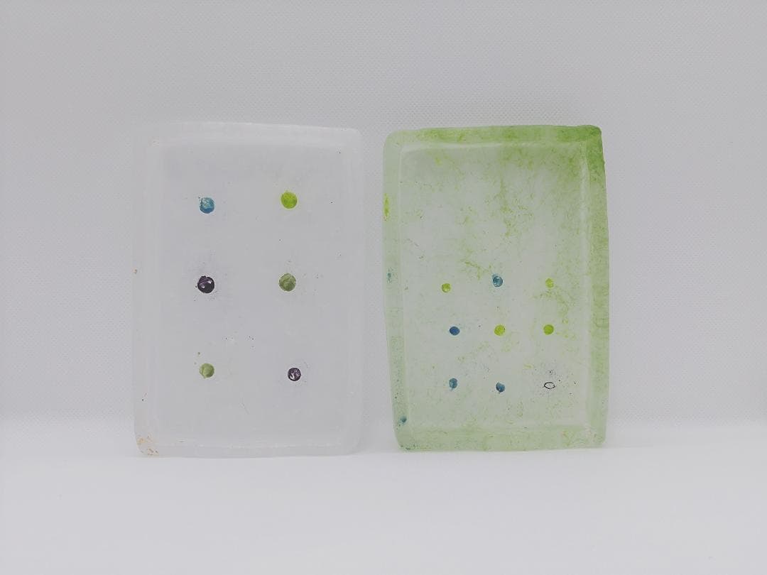 ガラス作家：能登朝奈　パート・ド・ヴェール　四角皿　2個セット