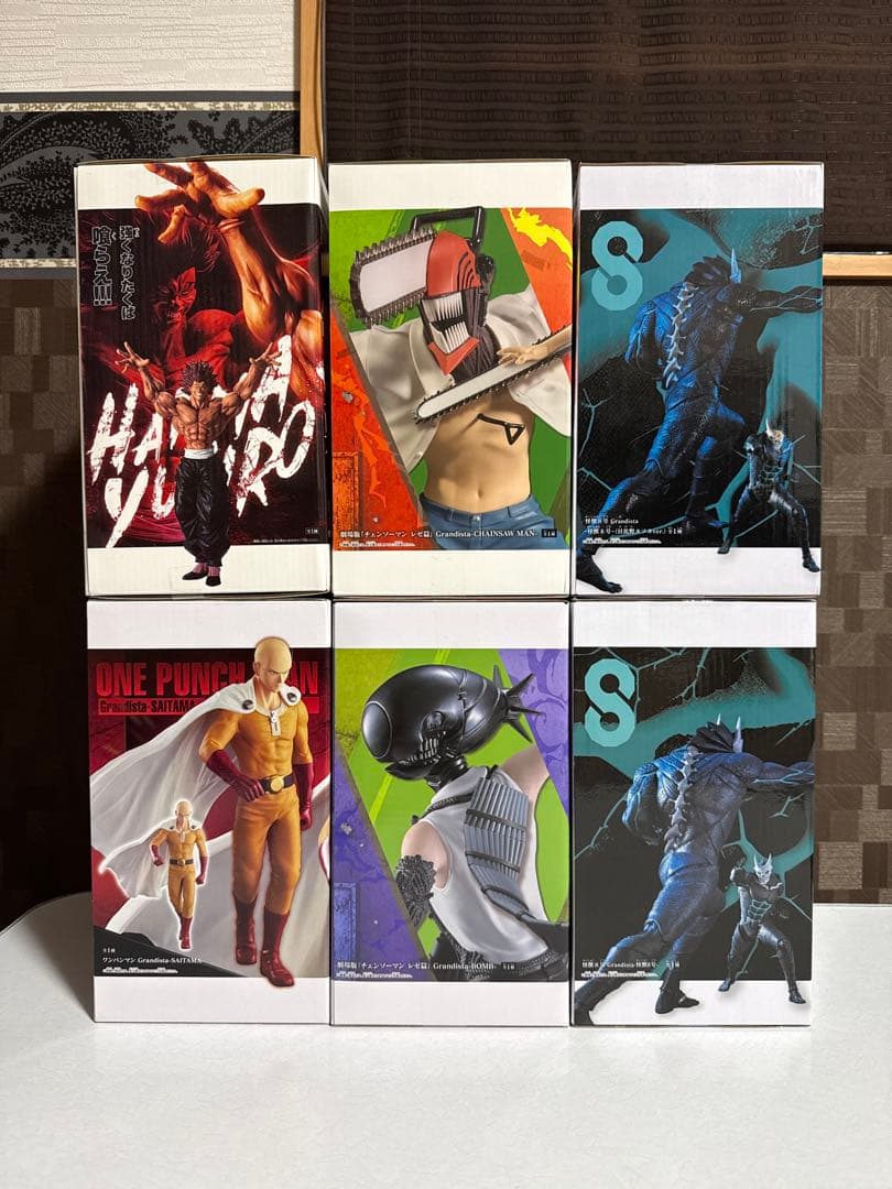 フィギュア ６点(チェンソーマン　ボム　ワンパンマン　範馬勇次郎　怪獣8号)