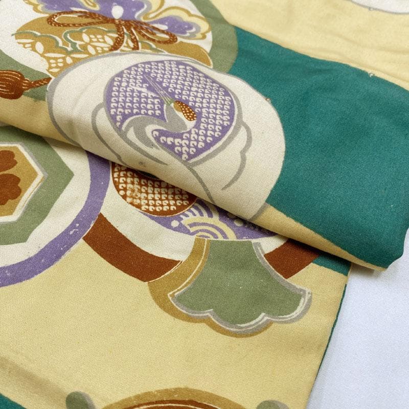 511ay57◎ベビー着物&被布 男児 お宮参り アンティーク 総柄 丸文◎