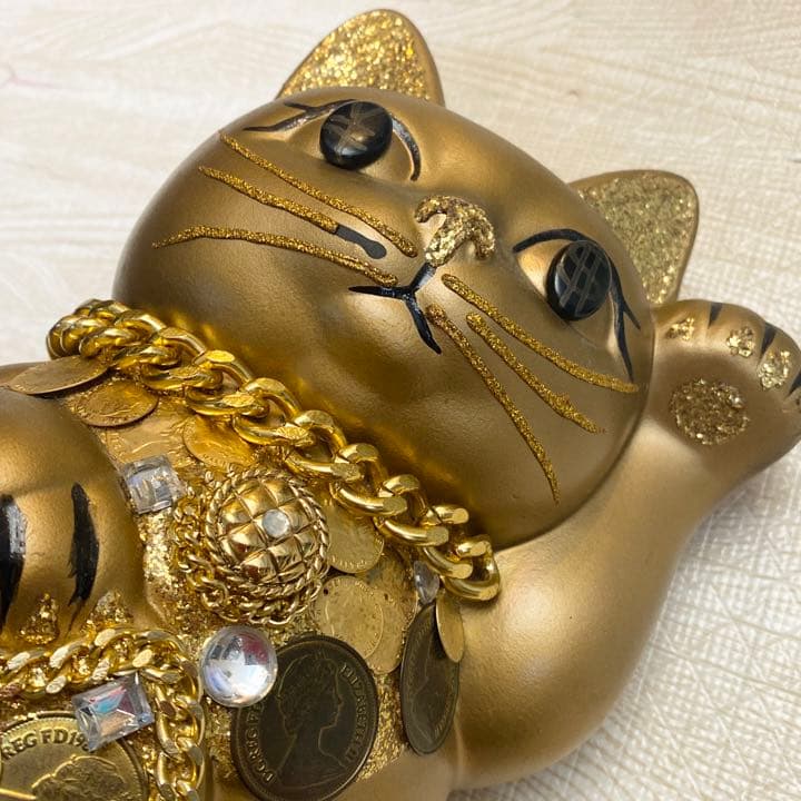 開運 まねきねこ ゴールド ラメ デコ キラキラ デコレーション