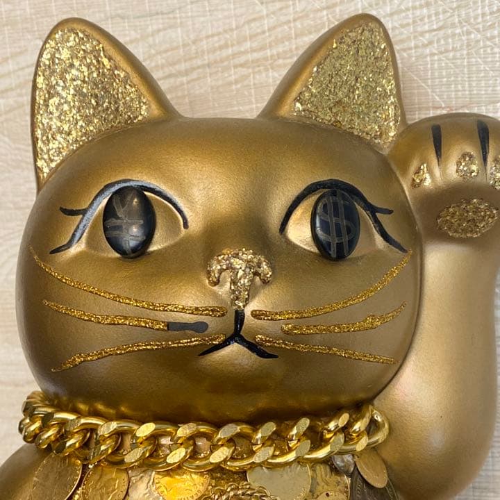 開運 まねきねこ ゴールド ラメ デコ キラキラ デコレーション