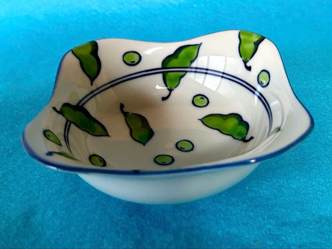 【美品】源右衛門窯 染錦緑豆文濃 染錦緑豆文＆染錦縁茄子 取鉢