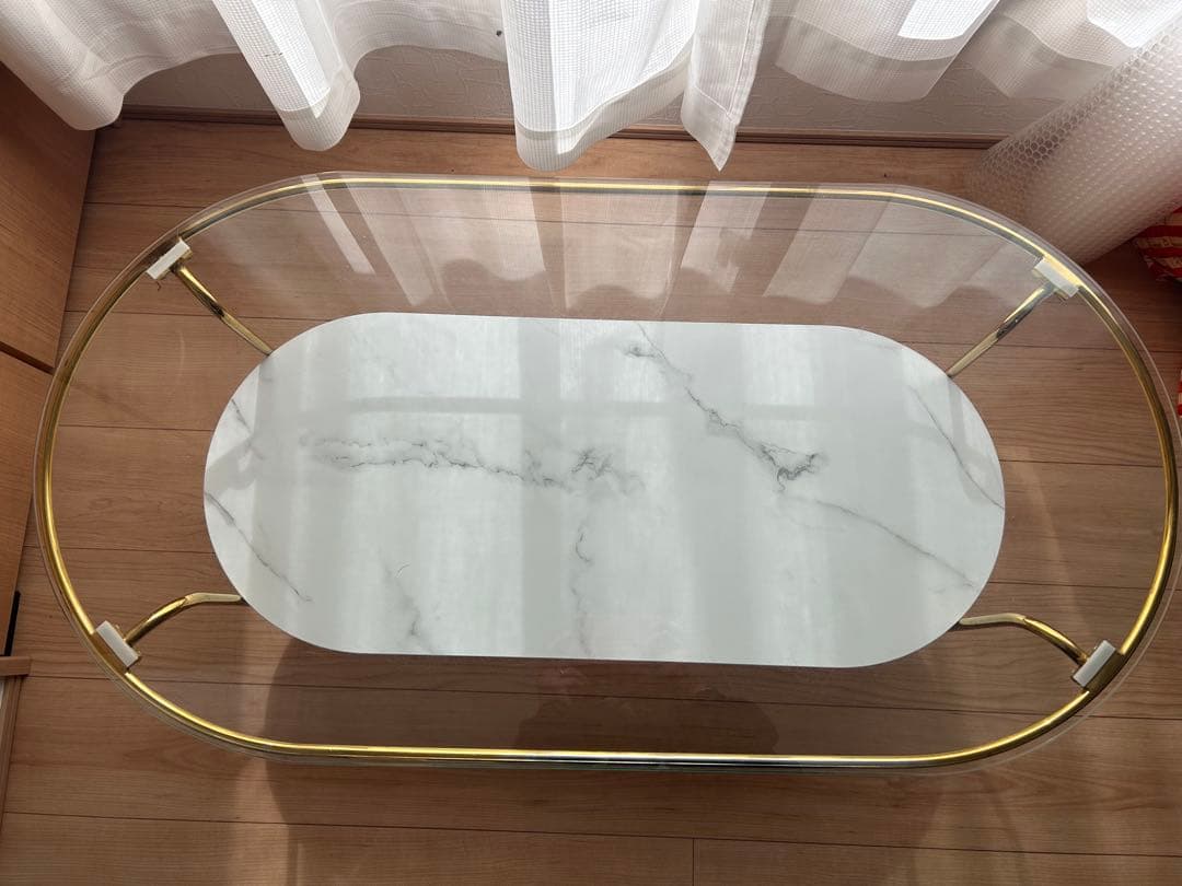 Francfrancレガート コーヒーテーブル L ゴールド×マーブル　大理石柄