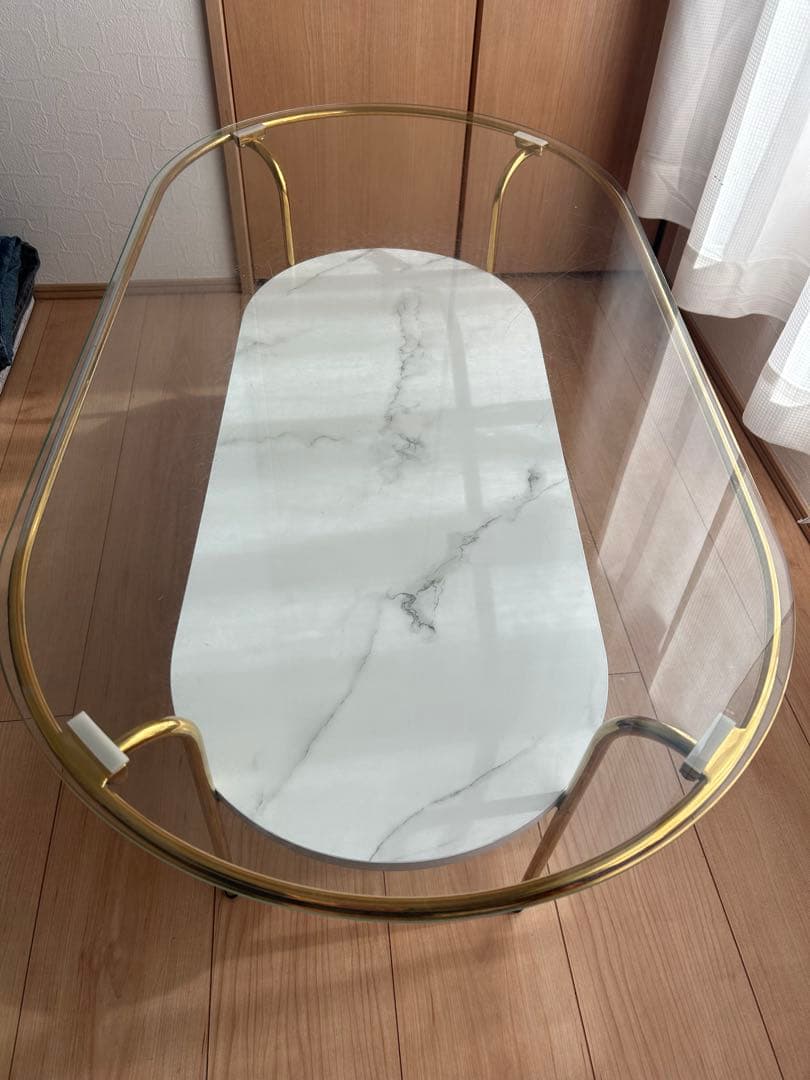 Francfrancレガート コーヒーテーブル L ゴールド×マーブル　大理石柄