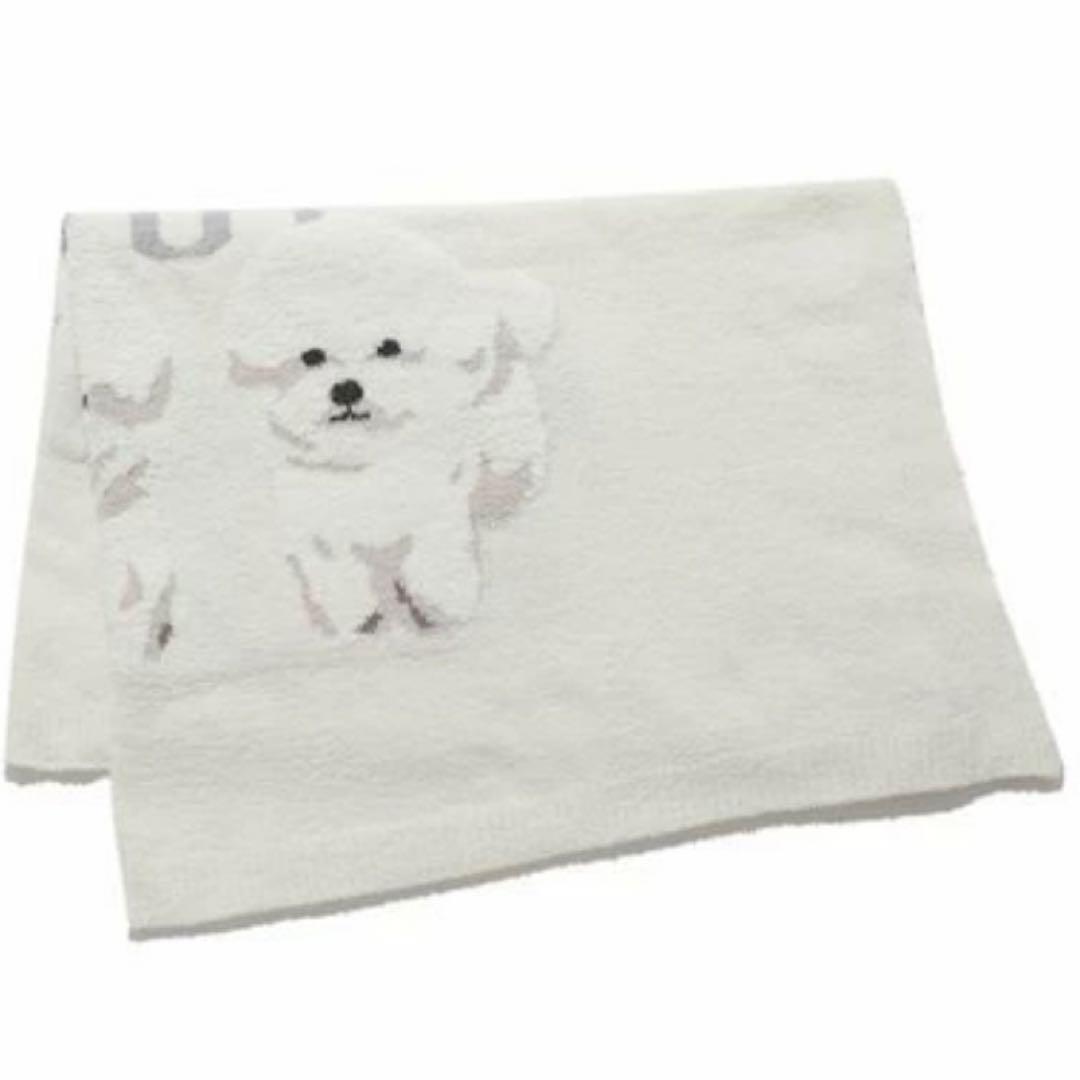 新品 ビションフリーゼ モチーフジャガードブランケット