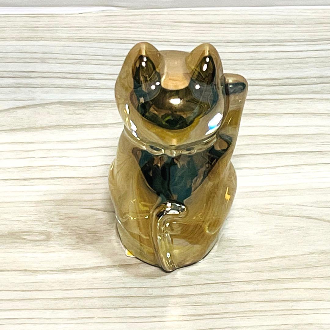 「美品」Baccarat バカラ 招き猫 まねき猫　置物　ゴールド　金