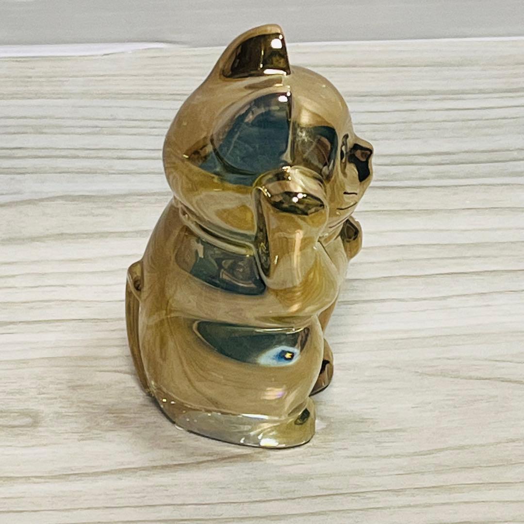 「美品」Baccarat バカラ 招き猫 まねき猫　置物　ゴールド　金