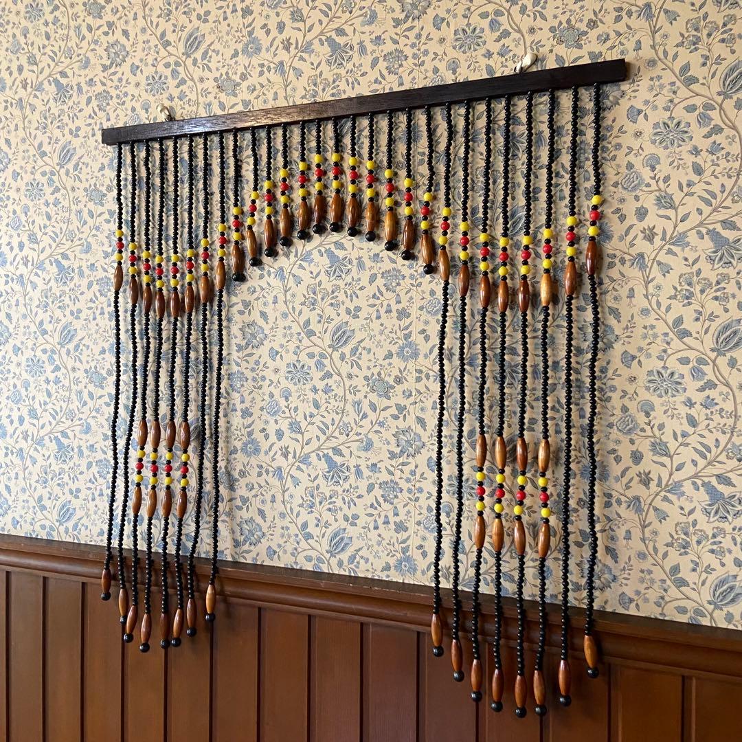 昭和レトロ ビーズのれん 珠暖簾 黒ビーズ - メルカリ