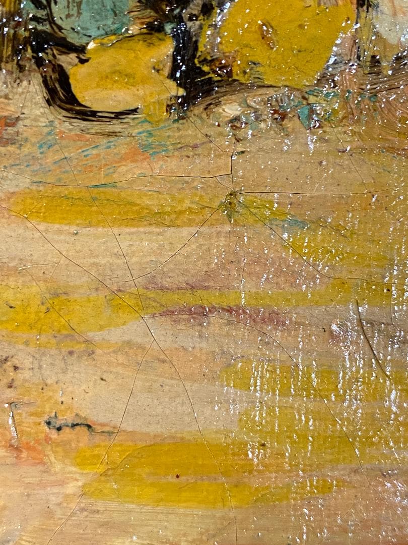 「真作」作者不明　風景画　油彩画　額装　サイン有り　F6号