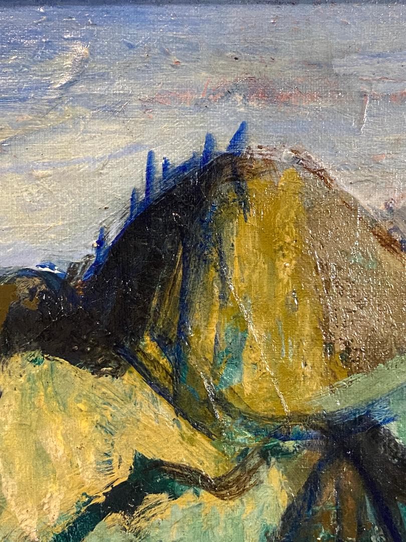 「真作」作者不明　風景画　油彩画　額装　サイン有り　F6号