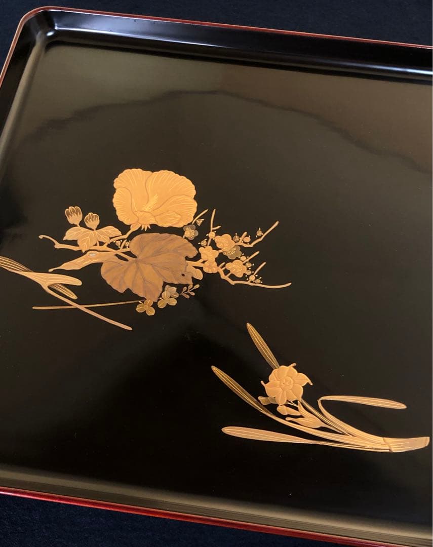 《レ》研ぎ出し蒔絵 青貝 脚付 会席膳5客 木製漆器 木箱　260128く2