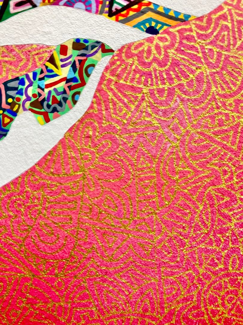 値下げ　原画　鯨　動物画　絵画　アクリル画　現代アート　細密画　手描き　一点物