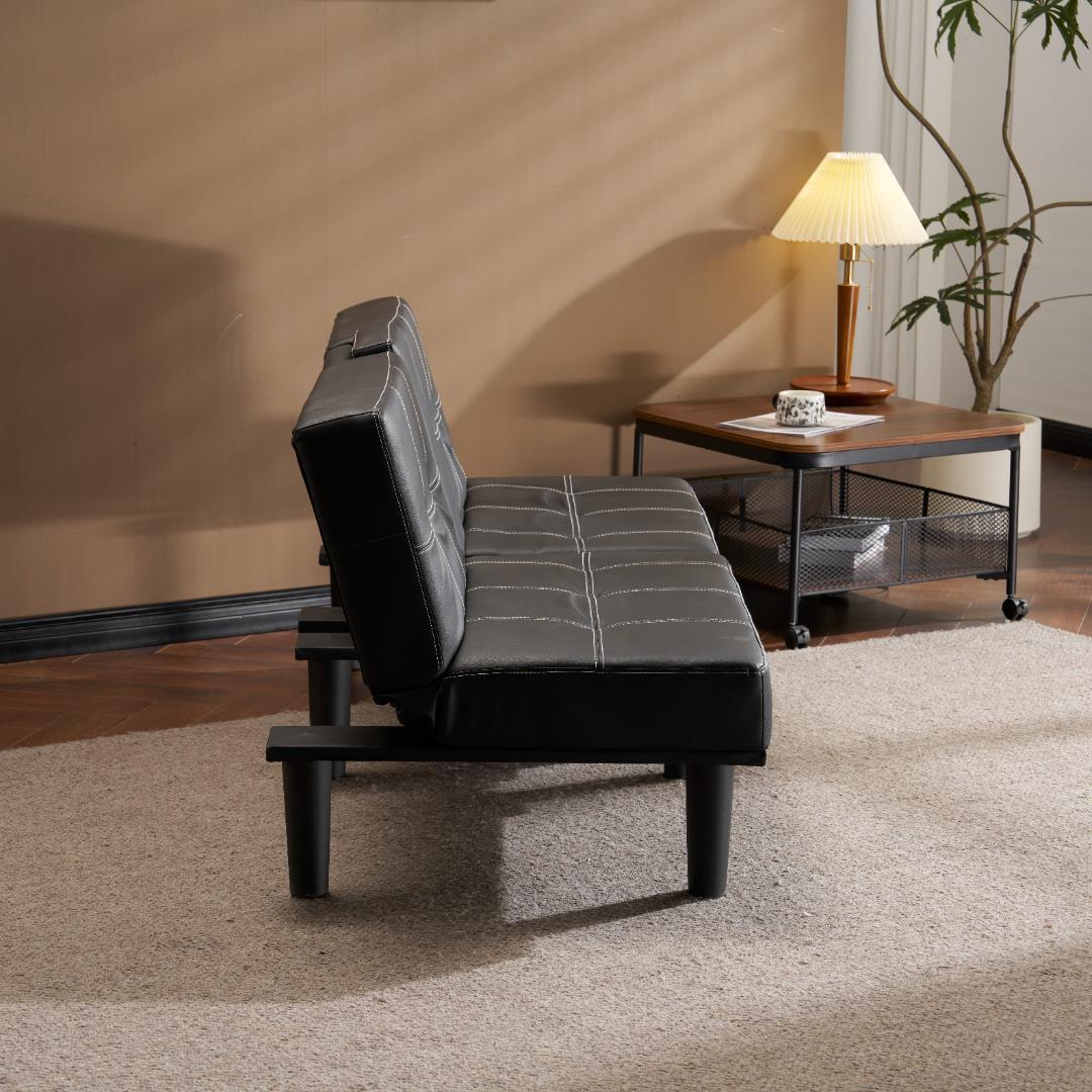 【新品】カップホルダー付き 組立簡単 省スペース2人用ソファベッド