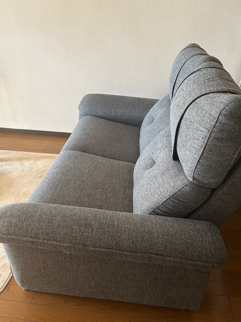 リクライニングファブリックソファ グレー