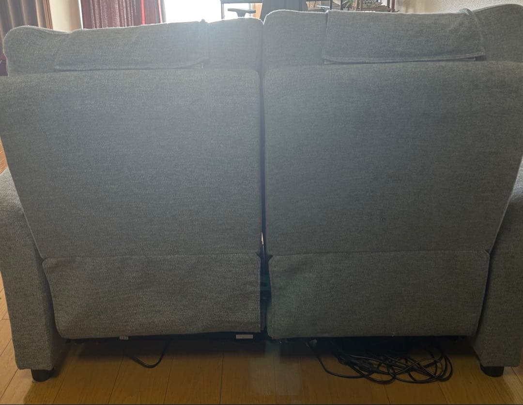 リクライニングファブリックソファ グレー