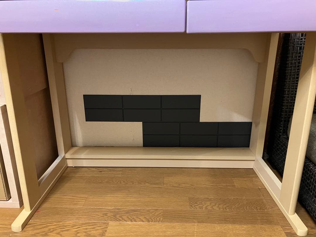 勉強机　学習机　机　デスク　　むらさき　紫　パープル　シンプル　木